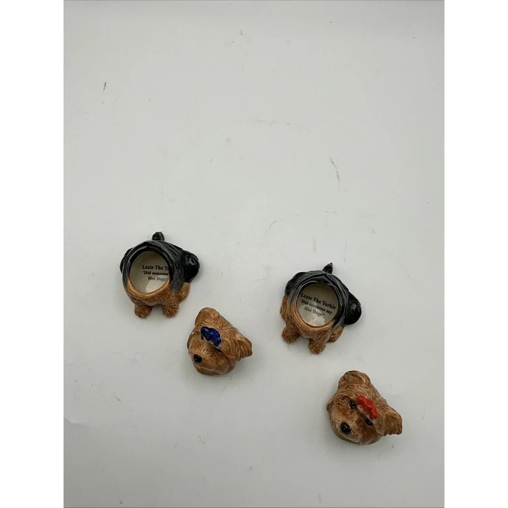 Kevin Francis Face Pots Lexie the Yorkie 2pc Yorkshire Terrier Trinket Pots